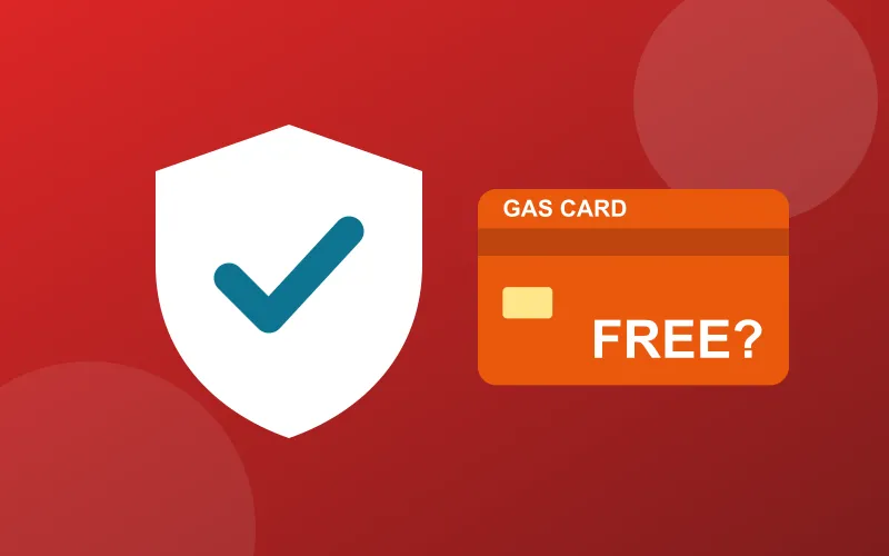 Warning illustration showing how to verify official Free Gas Cards Foundation messages