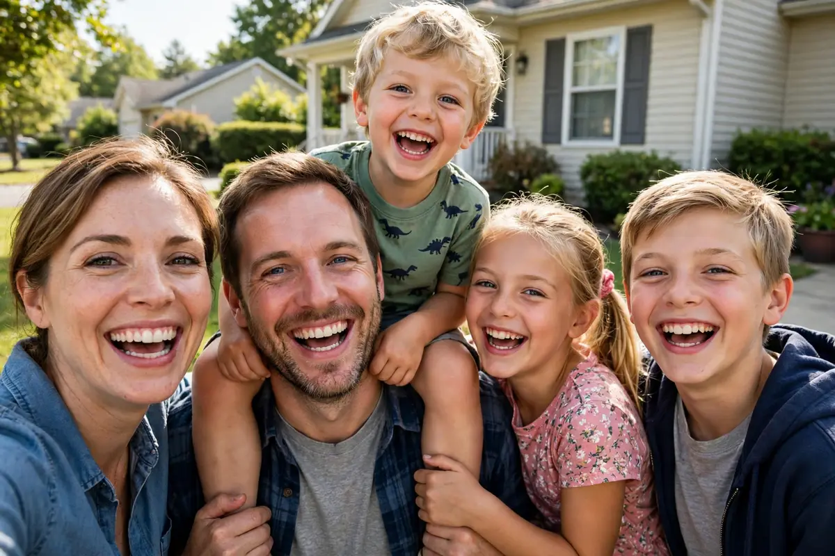 Happy family approved for a free gas card from Free Gas Cards Foundation