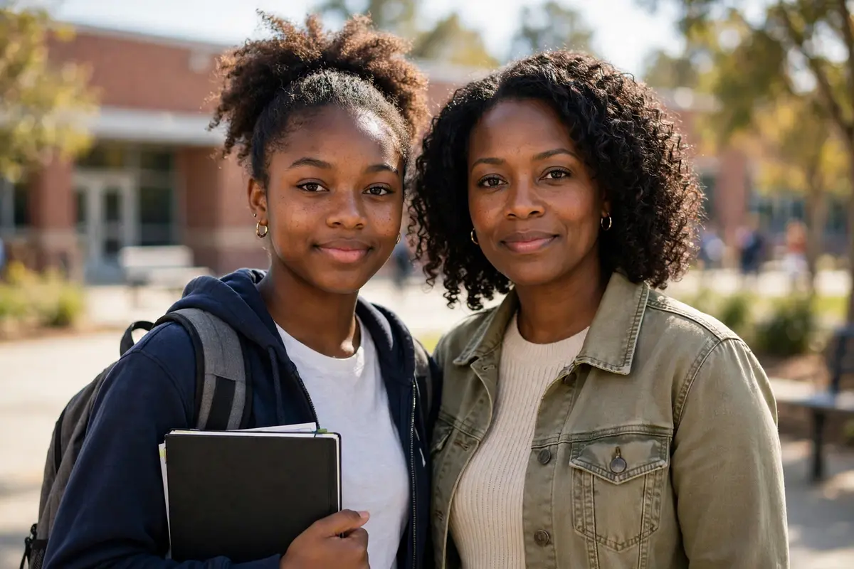 Mother and teen daughter receiving gas help
